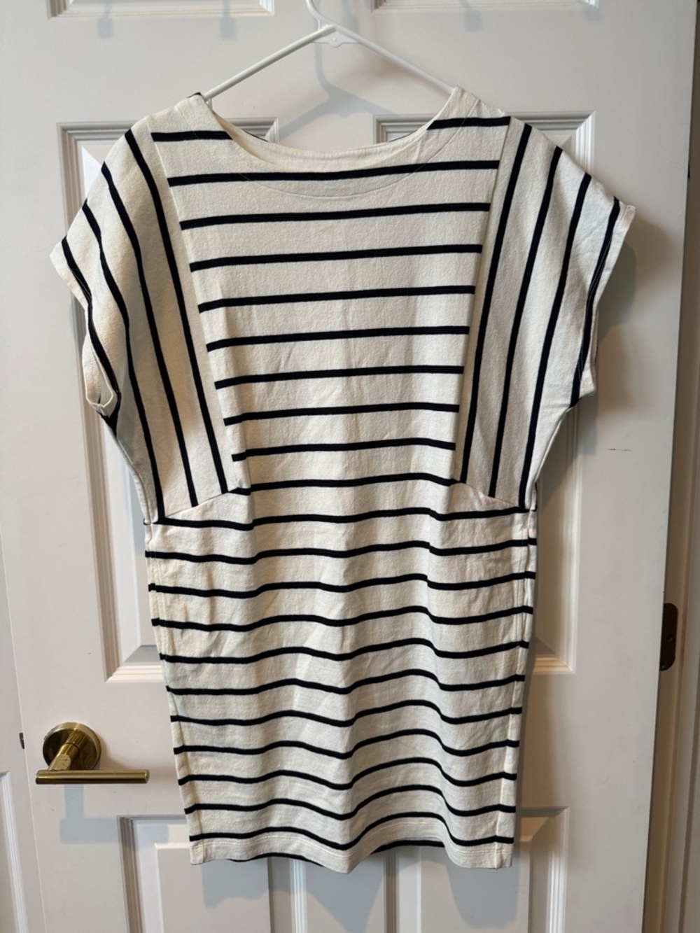 Uniqlo White & Black Striped Midi Dress